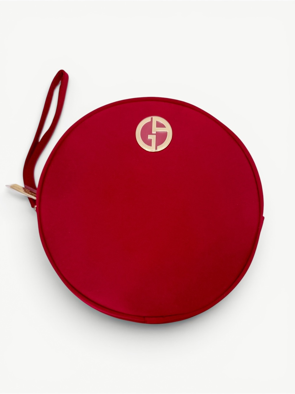 Giorgio Armani Beauty Red Round Cosmetic/ Evening Wristlet Bag